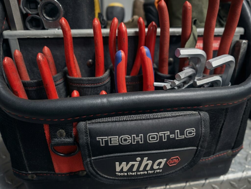wiha red stripe tool bag with knipex tools