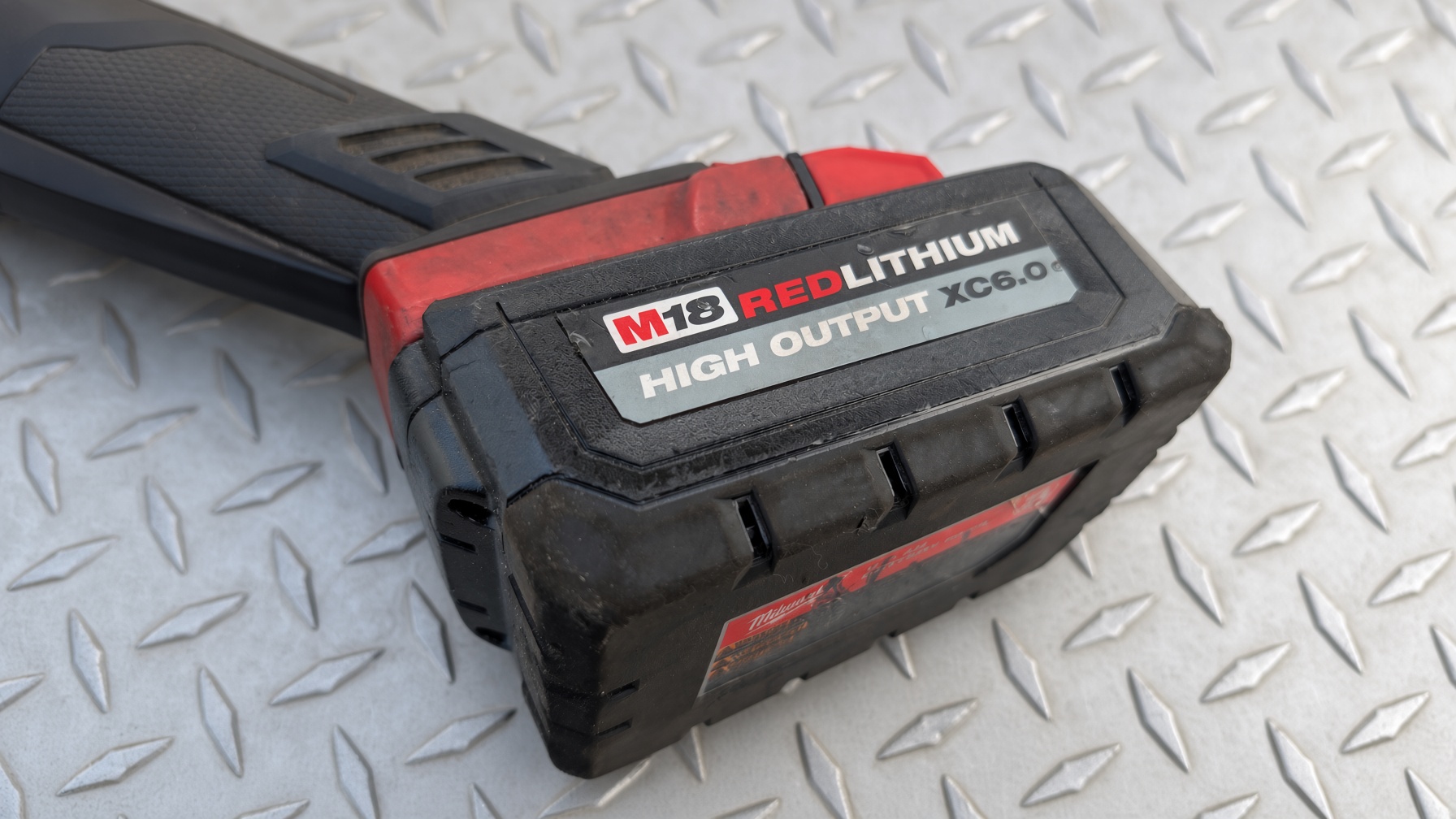 Milwaukee M18 REDLITHIUM High Output XC6.0 pack on a tool